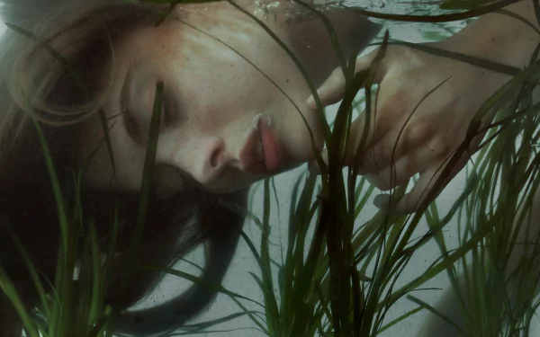 bubble weed underwater woman artistic HD Desktop Wallpaper | Background Image