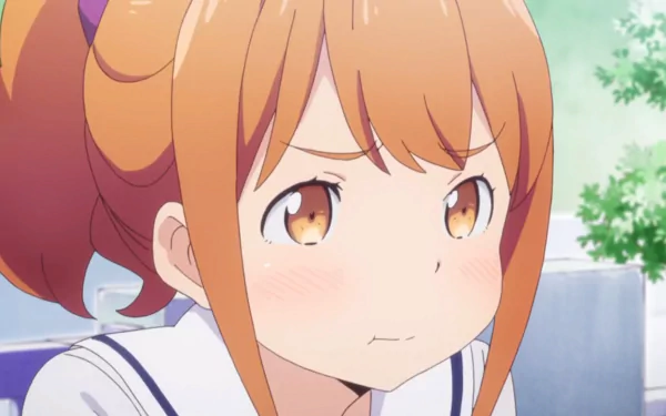 HD anime desktop wallpaper featuring Megumi Jinno from EroManga-Sensei with a close-up of her expressive face and orange hair.