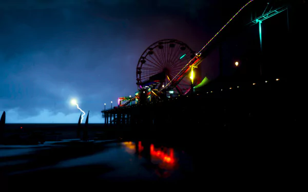 pier roller coaster lightning video game Grand Theft Auto V HD Desktop Wallpaper | Background Image