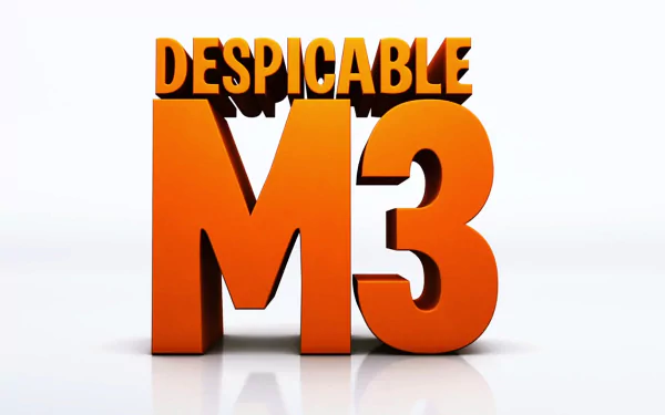 HD desktop wallpaper featuring the bold Despicable Me 3 movie logo in orange letters on a white background.