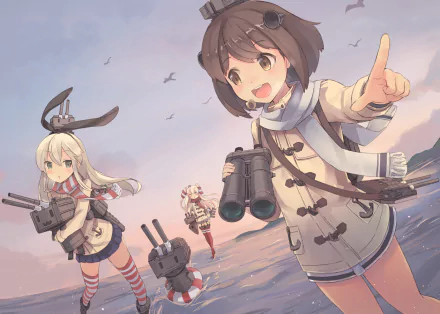 Amatsukaze (Kancolle) Shimakaze (Kancolle) Yukikaze (Kancolle) Anime Kantai Collection HD Desktop Wallpaper | Background Image