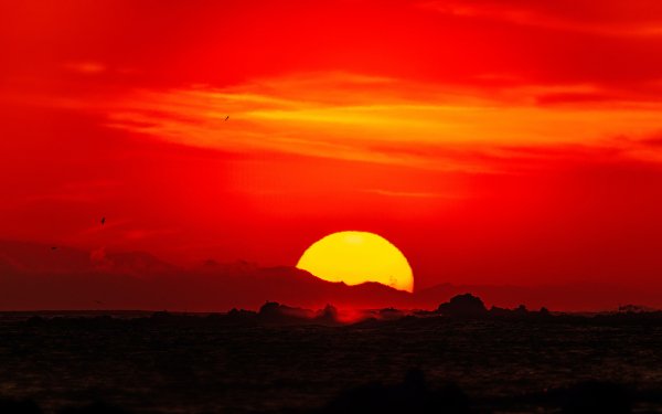 Nature Sunset Sky orange Sun HD Wallpaper | Background Image