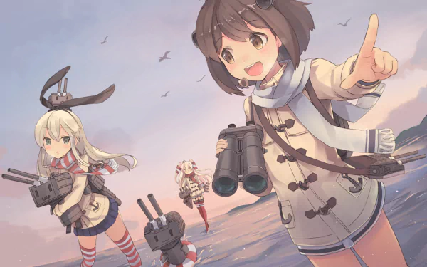 Amatsukaze (Kancolle) Shimakaze (Kancolle) Yukikaze (Kancolle) Anime Kantai Collection HD Desktop Wallpaper | Background Image