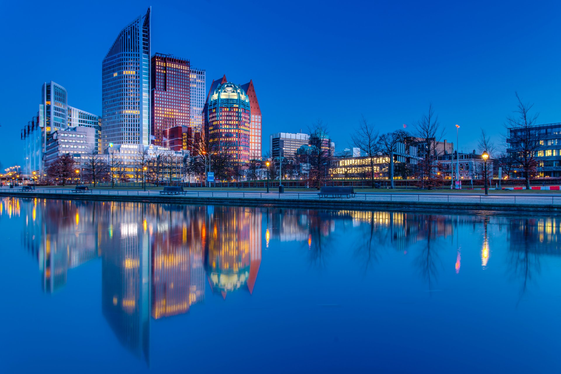 The Hague Skyline At Night Stunning 4K River Reflection Of Dutch 