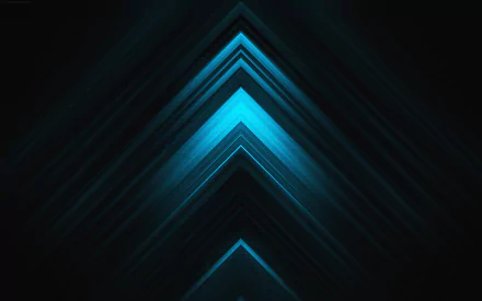 An artistic HD desktop wallpaper featuring a pyramid-like design with glowing blue lines forming multiple triangular shapes on a dark background.