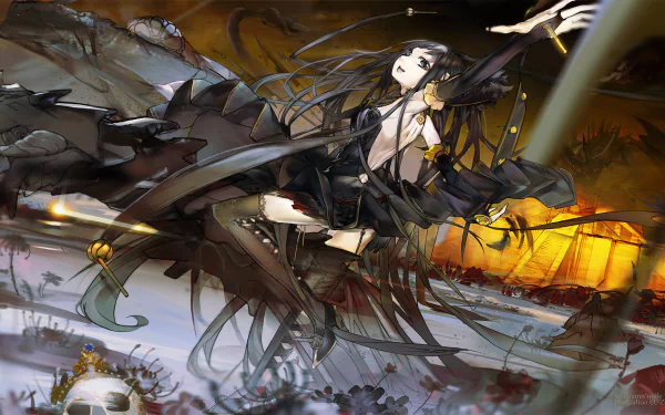 HD PC desktop wallpaper featuring Assassin of Red from Fate/Apocrypha in dynamic anime style, set in a dark, intense scene from the Fate series.
