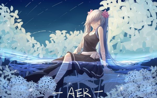 Anime Vocaloid Hatsune Miku Water Flower Twintails HD Wallpaper | Background Image