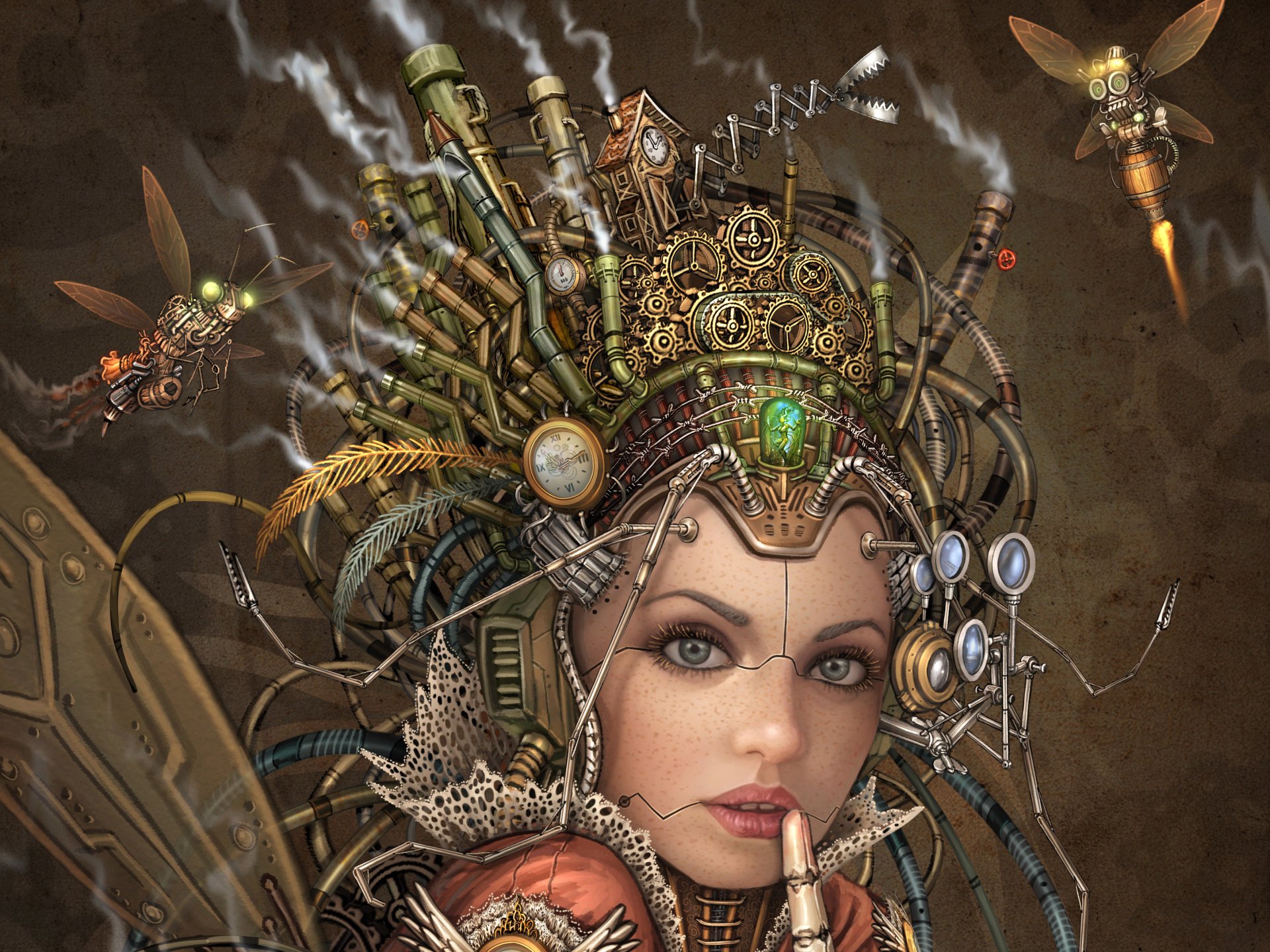 Download Face Fantasy Sci Fi Steampunk HD Wallpaper by David Puertas