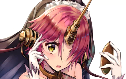 HD desktop wallpaper featuring Berserker of Black from Fate/Apocrypha anime, showcasing her distinctive pink hair, golden headdress, and expressive eyes.