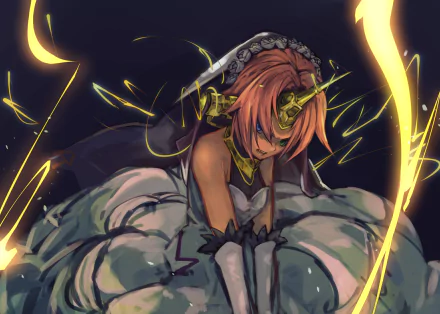 HD PC desktop wallpaper featuring Berserker of Black from Fate/Apocrypha in dynamic anime style with glowing golden accents and a dark, dramatic background.