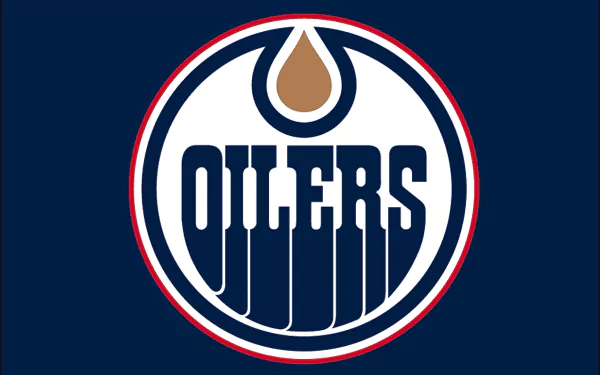 Edmonton Oilers logo centered on navy background, bold white and orange circular emblem — 2K Quad HD PC desktop wallpaper and sports background.