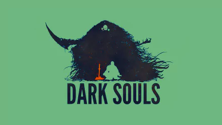 HD PC desktop wallpaper featuring Gravelord Nito from the video game Dark Souls, depicted with a dark silhouette and iconic imagery on a green background.