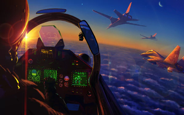 cloud warplane bomber aircraft sunrise jet fighter military artistic HD Desktop Wallpaper | Background Image