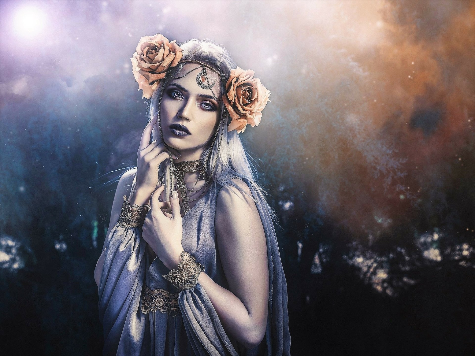 Download Flower Woman Mood HD Wallpaper by Rebeca Saray