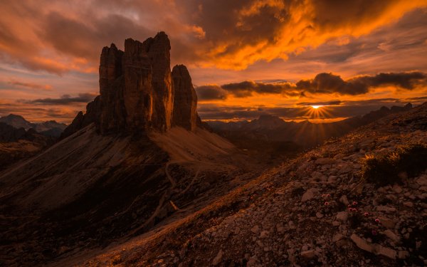 Earth Tre cime di Lavaredo Mountains Mountain Italy Dolomites Sunset HD Wallpaper | Background Image