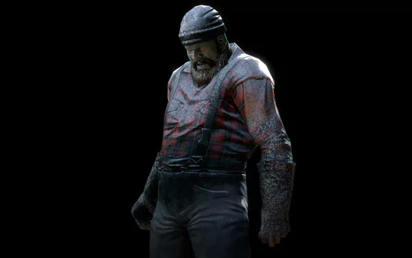 HD PC desktop wallpaper of a blood-stained, hulking zombie from the video game 7 Days To Die against a black background.