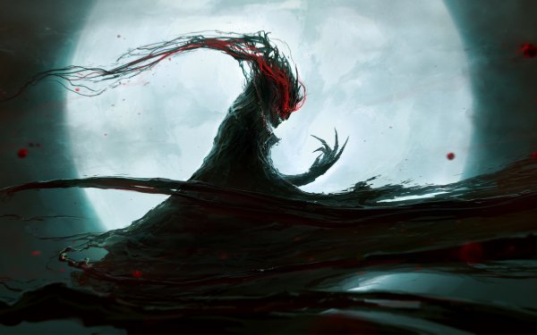 Dark Demon Horror Moon Night Blood HD Wallpaper | Background Image
