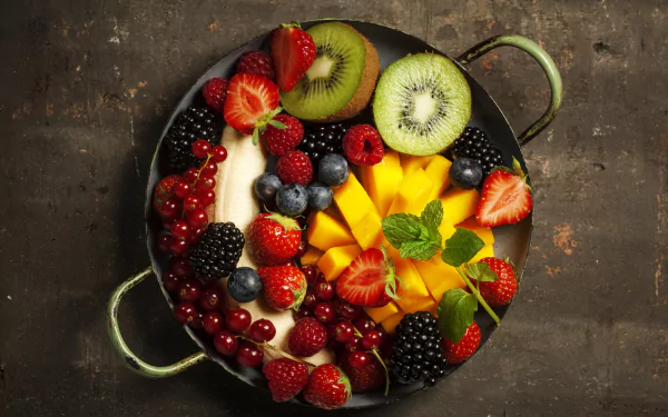 banana mango blueberry blackberry currants strawberry kiwi berry food fruit HD Desktop Wallpaper | Background Image