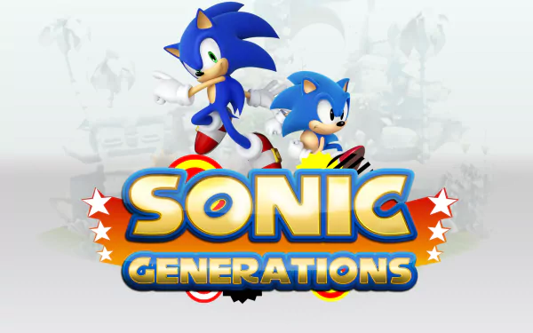HD PC desktop wallpaper featuring Sonic the Hedgehog from the video game Sonic Generations, showcasing both classic and modern Sonic characters.
