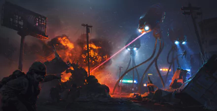 soldier night explosion laser Sci Fi alien HD Desktop Wallpaper | Background Image