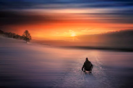  Winter Sunset over Frozen Lake