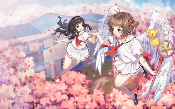 wings school uniform Keroberos (Card Captor Sakura) Sakura Kinomoto Tomoyo Daidouji Anime Cardcaptor Sakura HD Desktop Wallpaper | Background Image