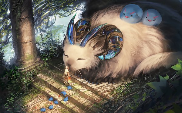 Anime Original Giant Creature Horns HD Wallpaper | Background Image