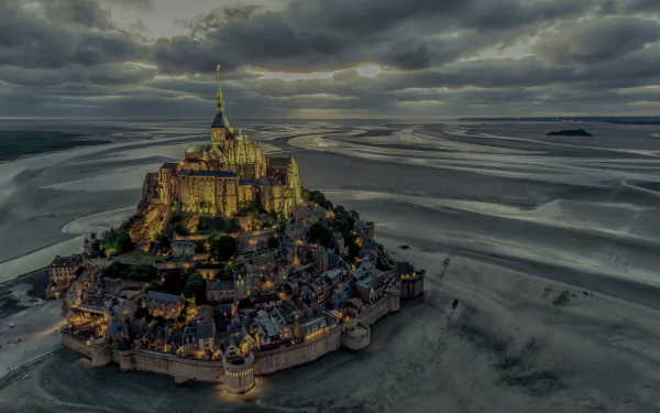 cloud horizon sand France monastery religious Mont Saint- Michel HD Desktop Wallpaper | Background Image
