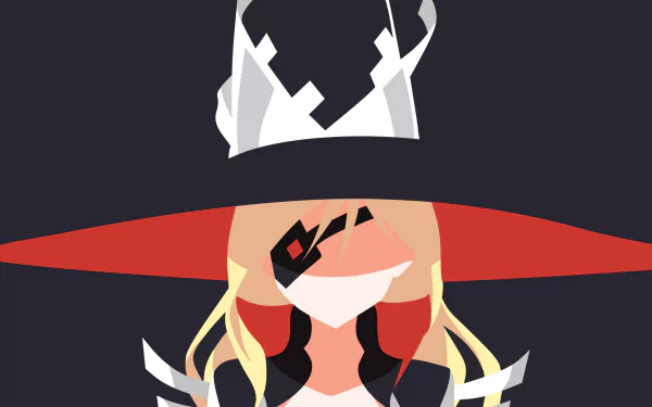 Minimalist HD PC desktop wallpaper featuring Othinus from the anime A Certain Magical Index with her signature hat and eyepatch against a dark background.