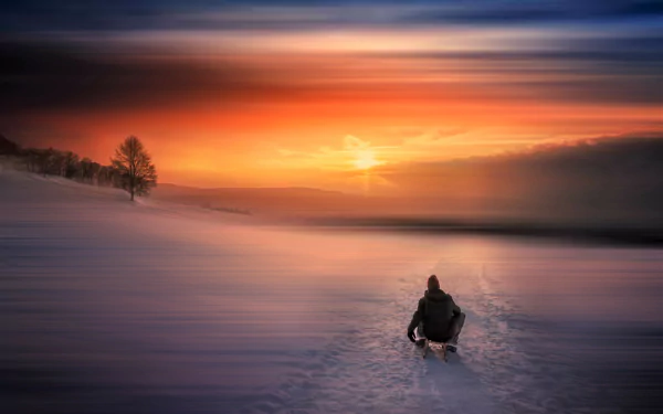  Winter Sunset over Frozen Lake