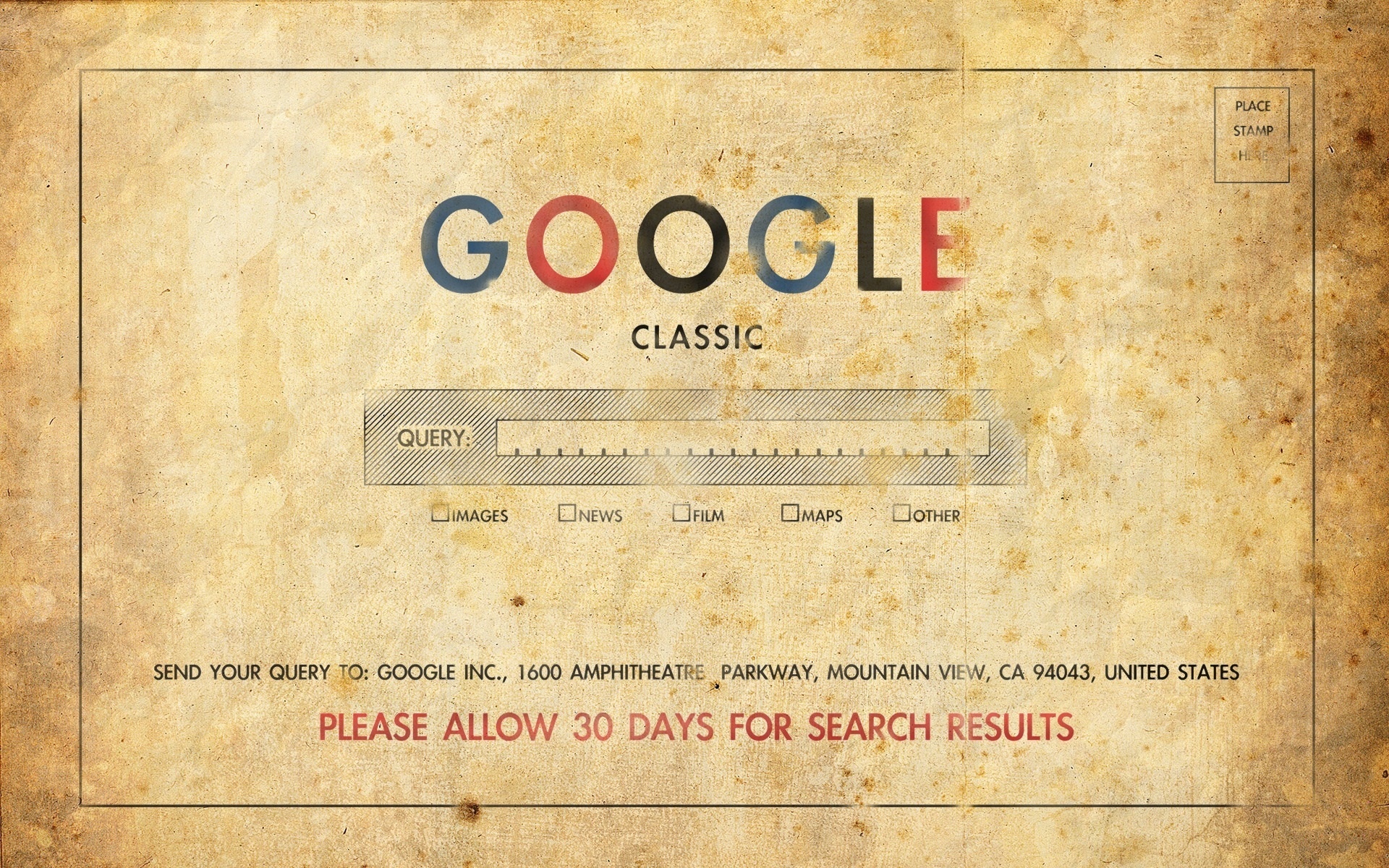 Alt Text: Vintage-style Google search page design with classic interface on a textured background, ideal for HD wallpaper and desktop background.