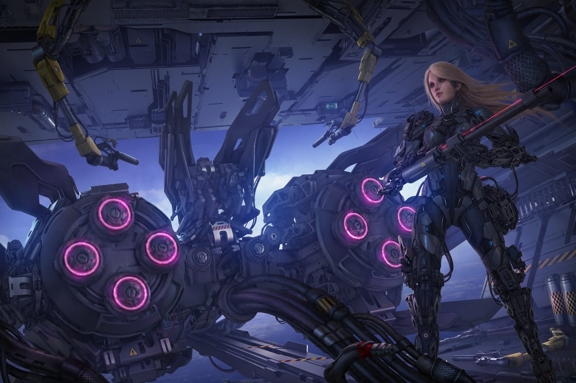 Blonde Cyborg Warrior: Sci-Fi Weapon Masterpiece 4K Ultra HD by ...
