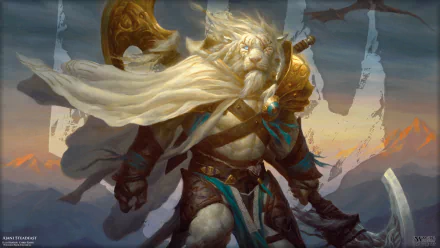 white Ajani Goldmane man made Magic: The Gathering HD Desktop Wallpaper | Background Image