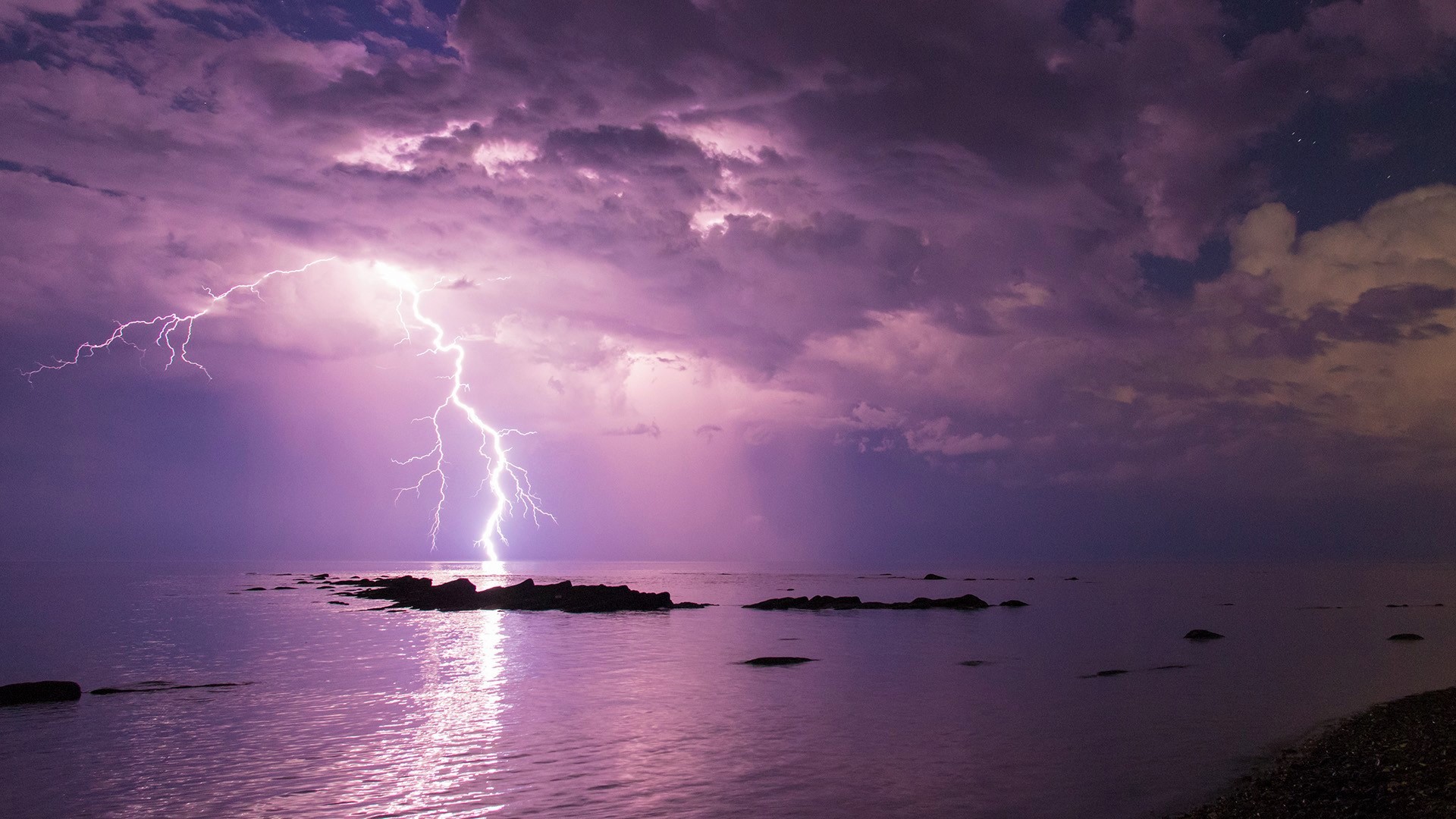 Download Horizon Purple Sky Sunset Sea Ocean Photography Lightning HD ...