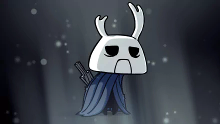 HD PC desktop wallpaper featuring Zote from the video game Hollow Knight, depicted in a dark, atmospheric background with his signature mask and cape.