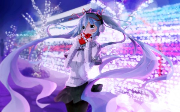 Anime Vocaloid Hatsune Miku Long Hair Twintails Aqua Hair Aqua Eyes Ribbon Blush Light HD Wallpaper | Background Image