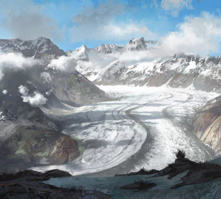 snow road fog mountain fantasy landscape fantasy landscape Snowy Mountain HD Desktop Wallpaper | Background Image