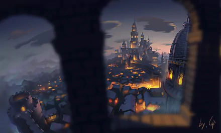 building city castle night Anime Original anime night anime city HD Desktop Wallpaper | Background Image