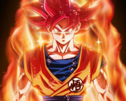 HD desktop wallpaper featuring Goku from Dragon Ball Super standing with a fiery aura.