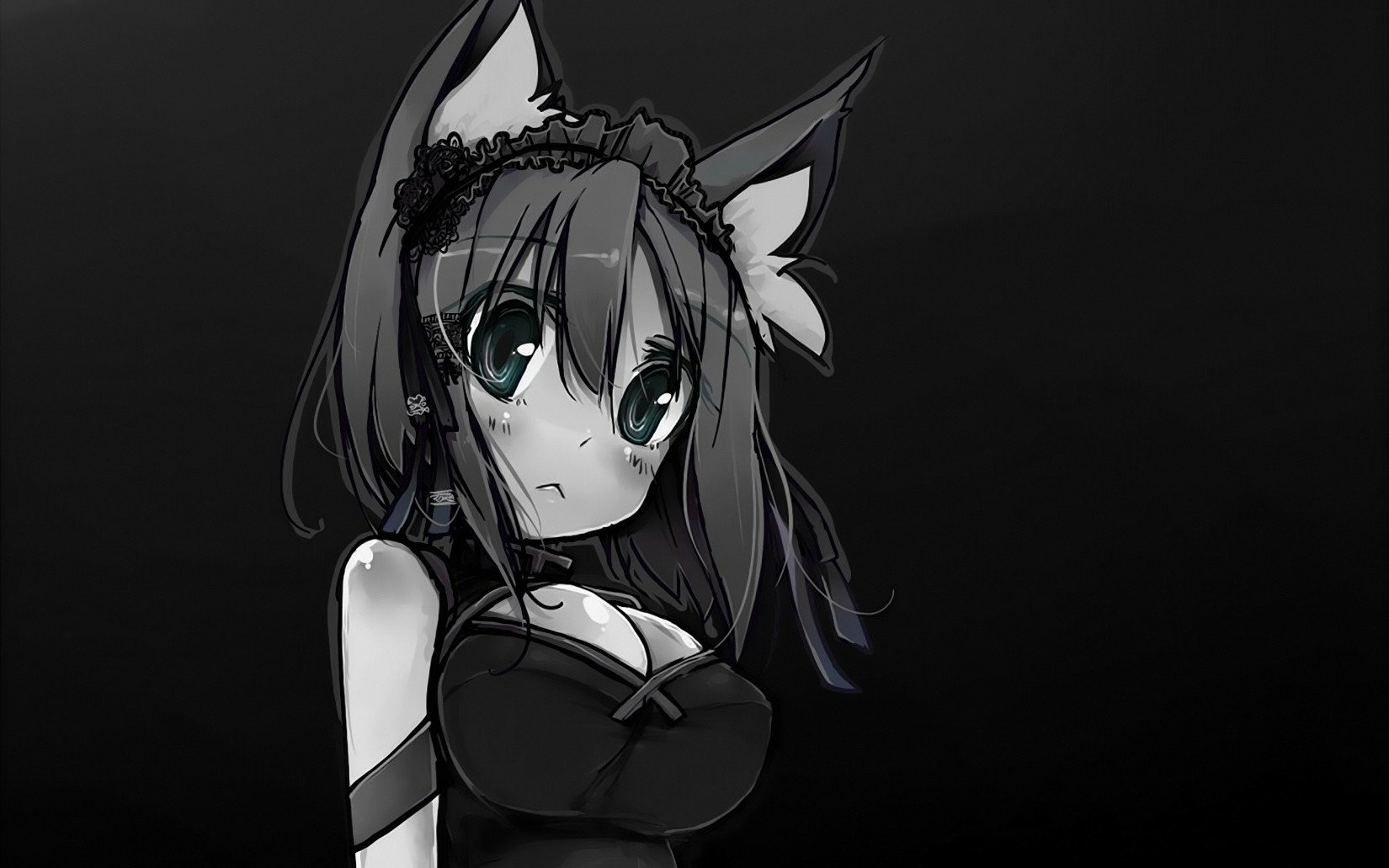 Download Monochrome Black Anime Girl Anime Girl Black Anime Wallpaper