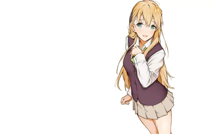 HD PC desktop wallpaper featuring Karen Tendou, an anime character depicted as a gamer with long blonde hair and a school uniform.