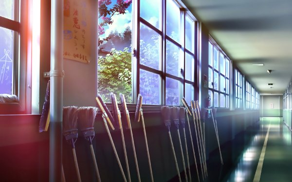 Anime School Window Broom Hall HD Wallpaper | Background Image