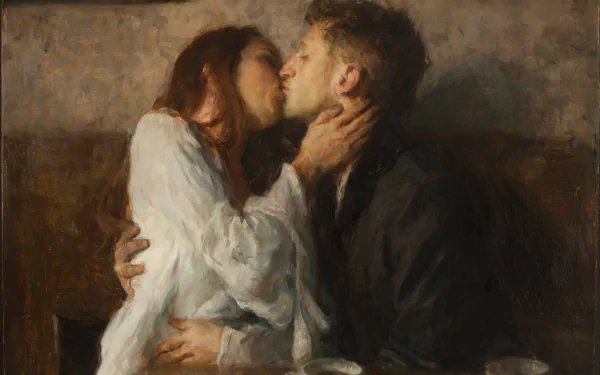 kiss love artistic painting HD Desktop Wallpaper | Background Image