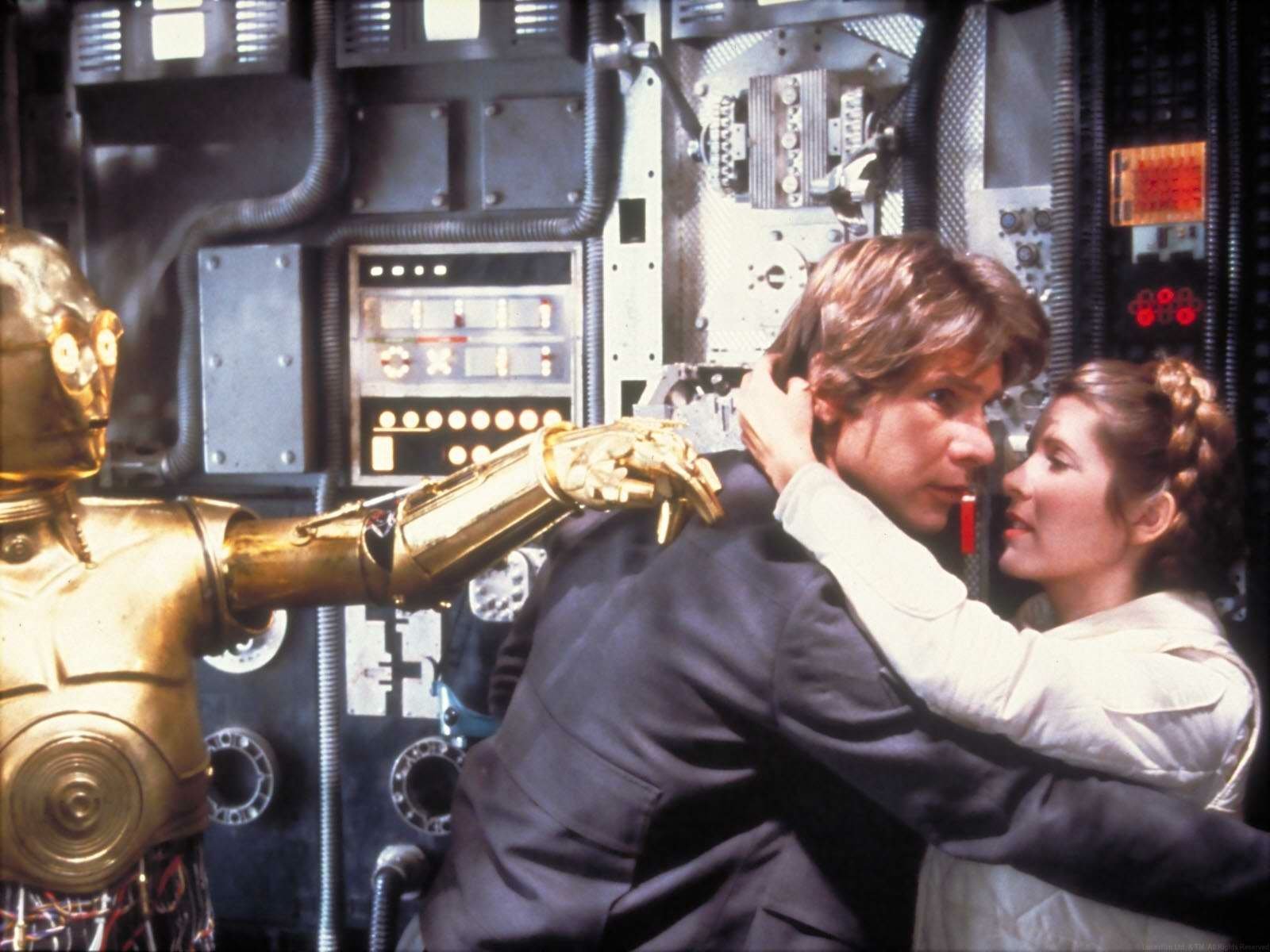 Download Carrie Fisher Harrison Ford C-3PO Princess Leia Organa Han Solo Movie Star Wars Episode V: The Empire Strikes Back Wallpaper