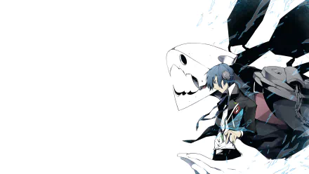 HD PC wallpaper featuring Makoto Yuki with his Persona Thanatos from the video game Persona 3, showcasing dynamic art in a high-contrast style.