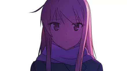 HD desktop wallpaper featuring Mashiro Shiina, an anime character from Sakurasou no Pet na Kanojo, with a soft purple gradient highlighting her serene expression.