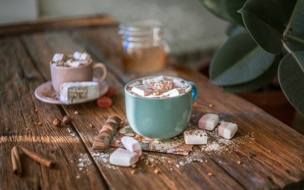 Food Hot Chocolate Marshmallow Cup Still Life HD Wallpaper | Background Image