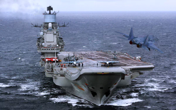warship jet fighter aircraft carrier military Russian aircraft carrier Admiral Kuznetsov HD Desktop Wallpaper | Background Image