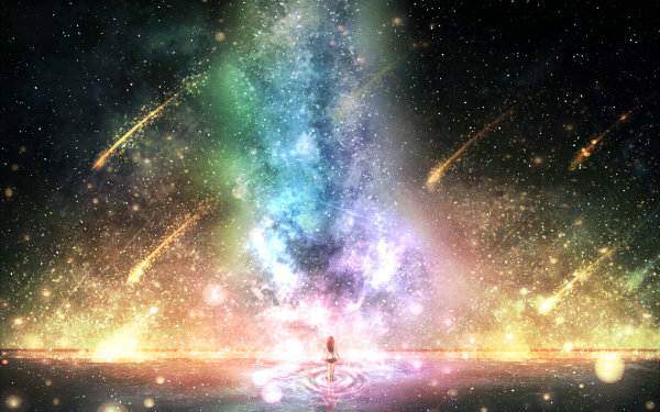 Anime Original Comet Galaxy Stars Night HD Wallpaper | Background Image