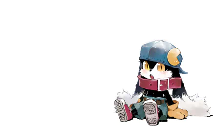HD desktop wallpaper featuring Klonoa, a character from a video game, sitting against a white background.